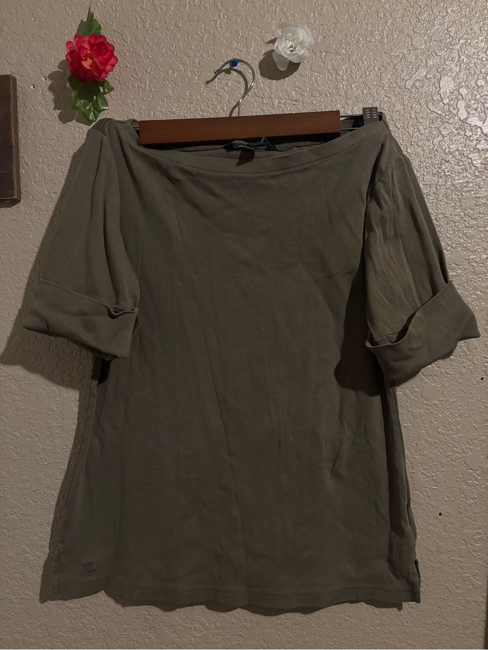 Ralph Lauren Olive Green Boatneck Tunic Top
